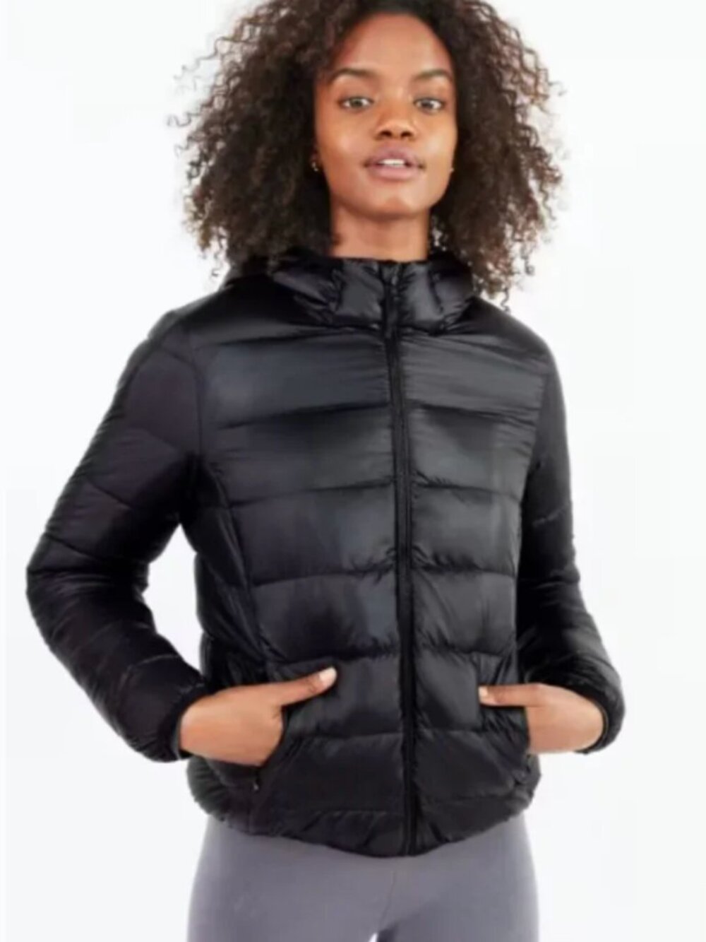 ARITZIA TNA The Little Fuzzy Puff Puffer Jacket Down Fleece Black XS Outdoor